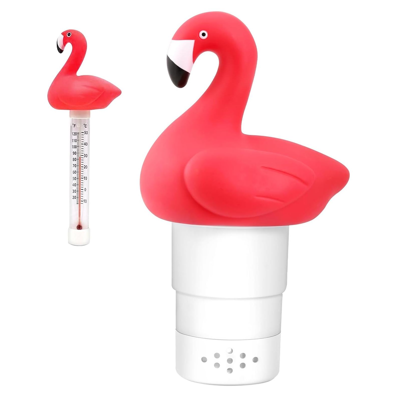 Dispensador de Cloro Flotante Flamingo con Termómetro 2 en 1
