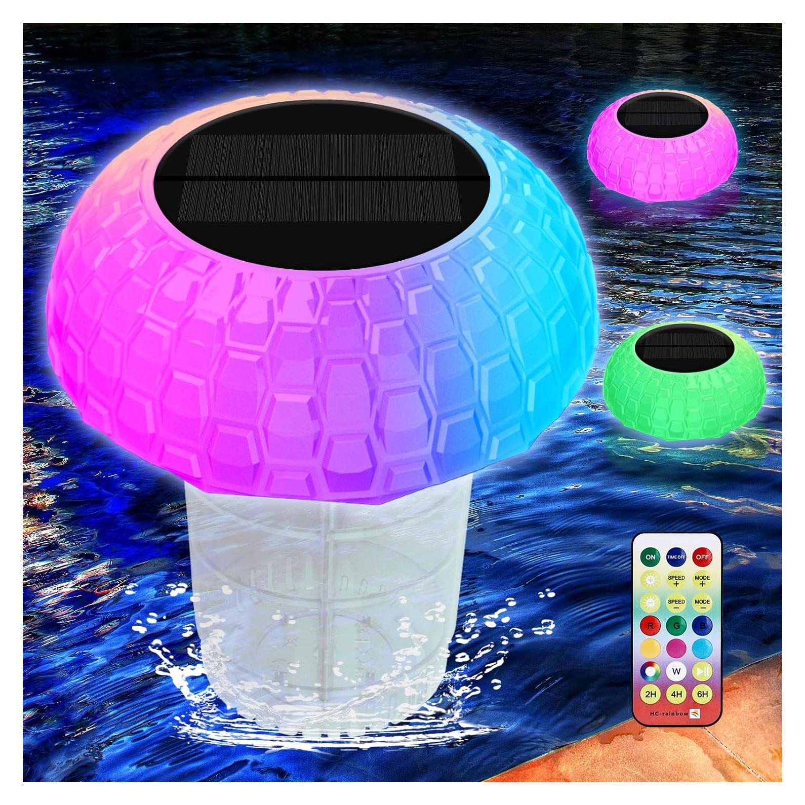 Flotador de Cloro Solar IDUNSEED para Piscina con Luz RGB