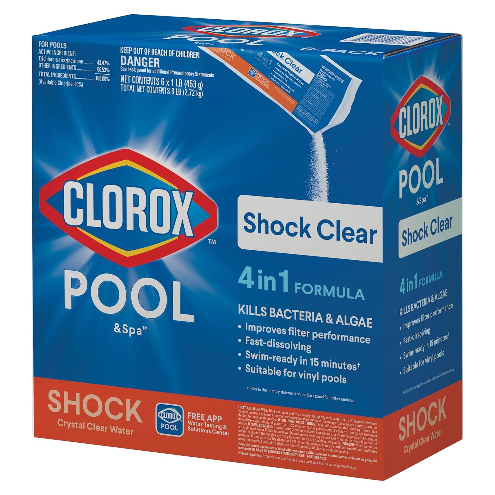 Clorox Pool&Spa Shock Clear 6 Paquete 2.71 kg para Piscinas