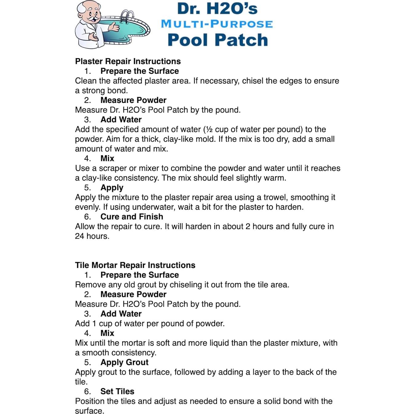 Parche Multiusos para Piscinas Dr. H2O 1.36KG Blanco