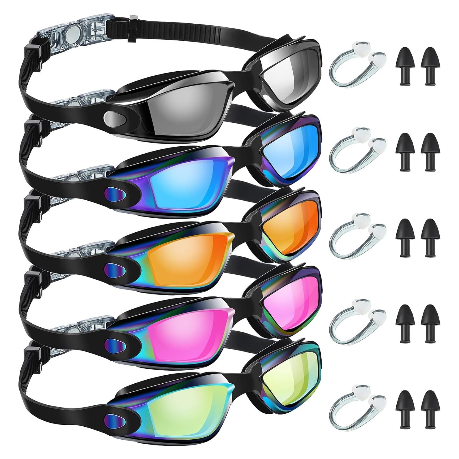 Macarrie 5 Pares de Gafas de Natación Antivaho para Adultos y Niños