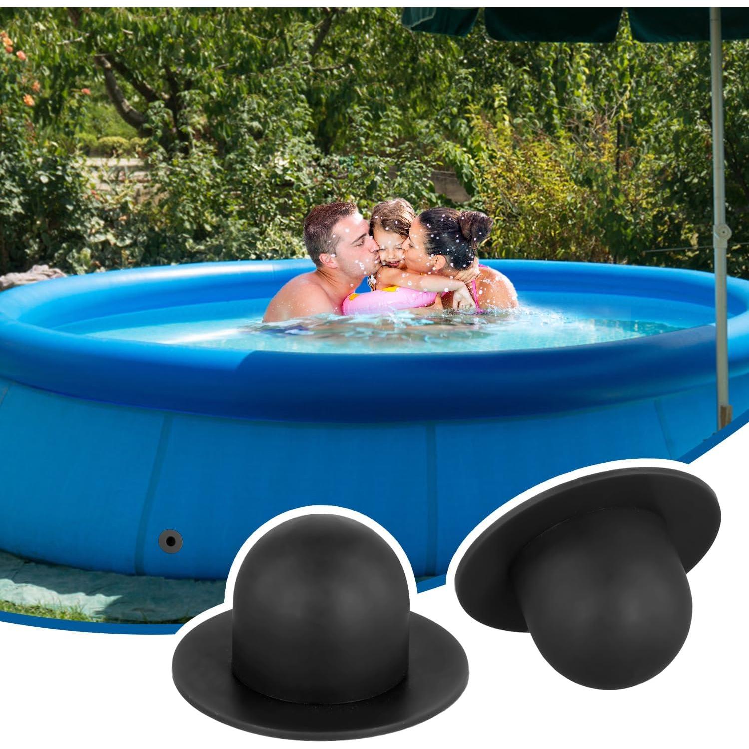 2 Tapones de Reemplazo para Piscina Intex y Coleman PVC Negro