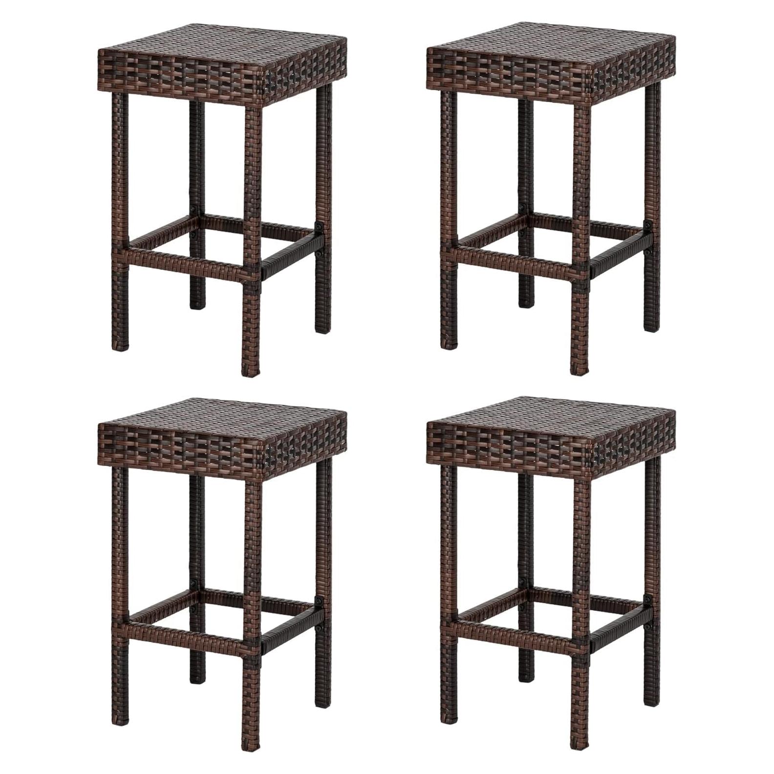 Conjunto de 4 Taburetes de Bar Rpuzonier Wicker 61 cm Patio