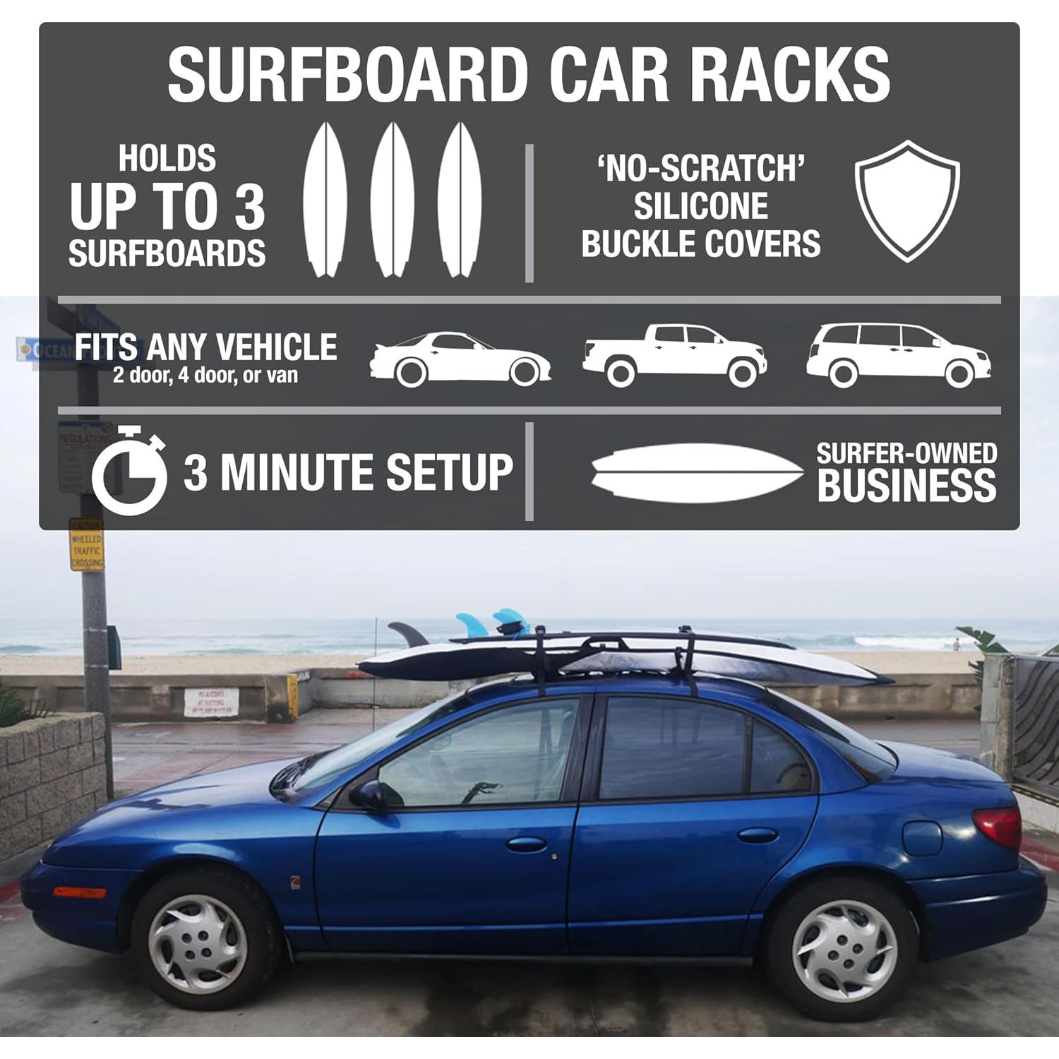 Soportes de Tabla de Surf So Stevie! Acolchados para Coche