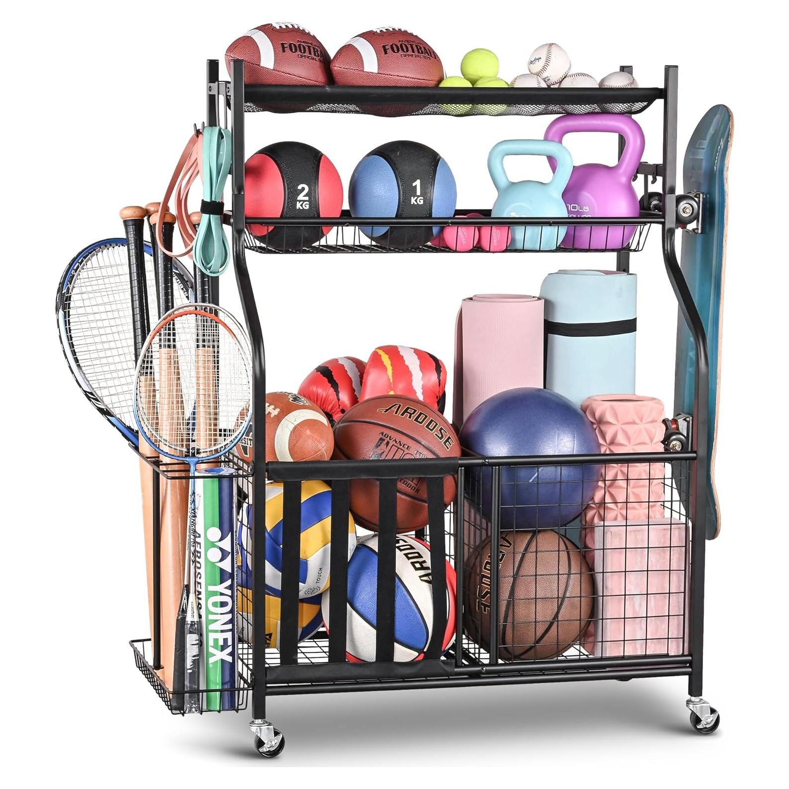 Estante Organizador Deportivo PLKOW - Almacenamiento Garaje Negro
