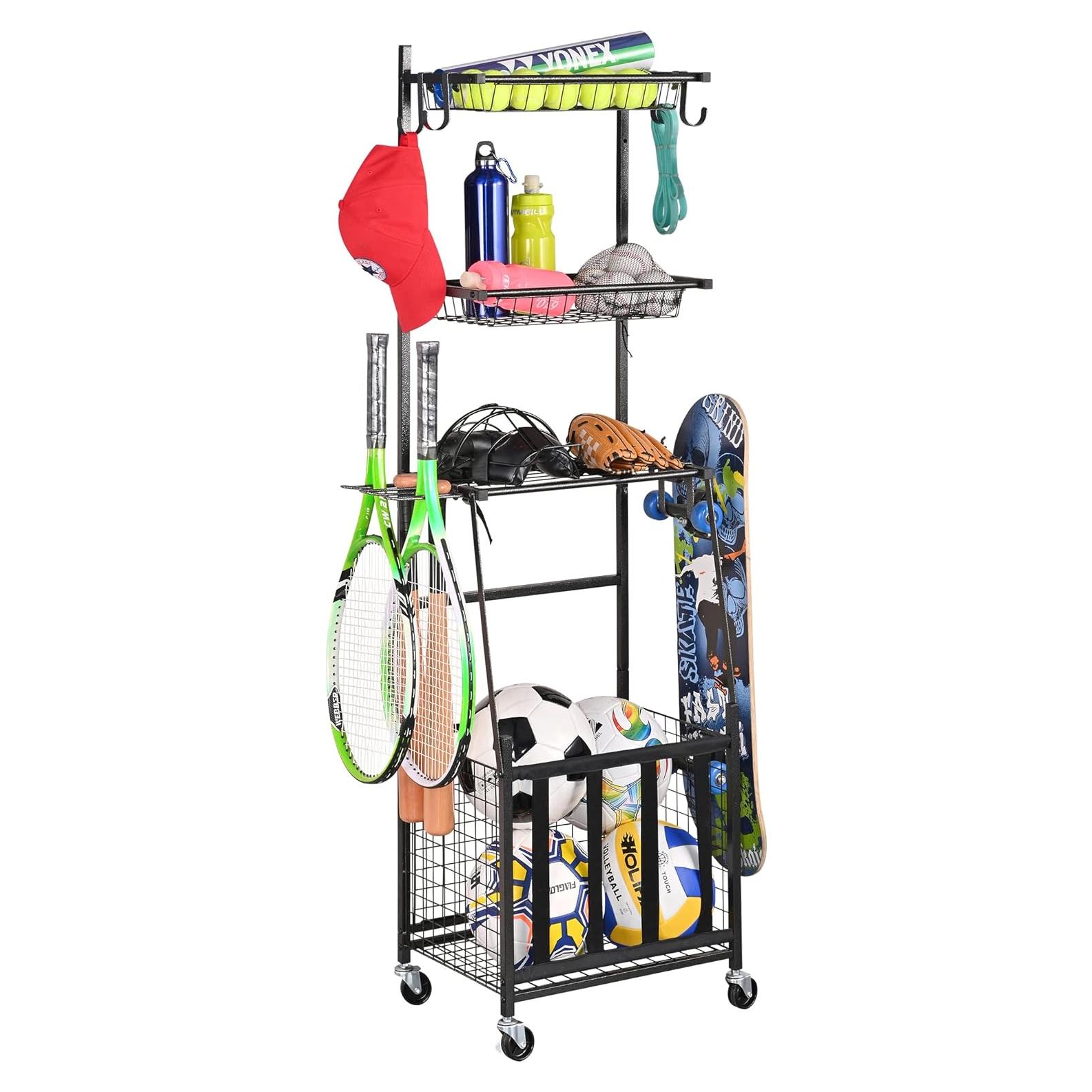 Estante de Almacenamiento Deportivo PLKOW 4 Niveles Negro