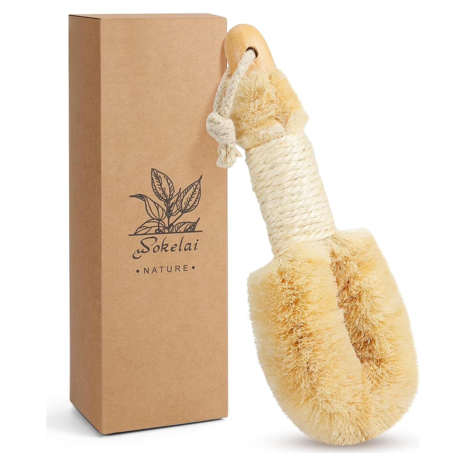 Cepillo Corporal Exfoliante Wokelai de Sisal Natural 24.3cm