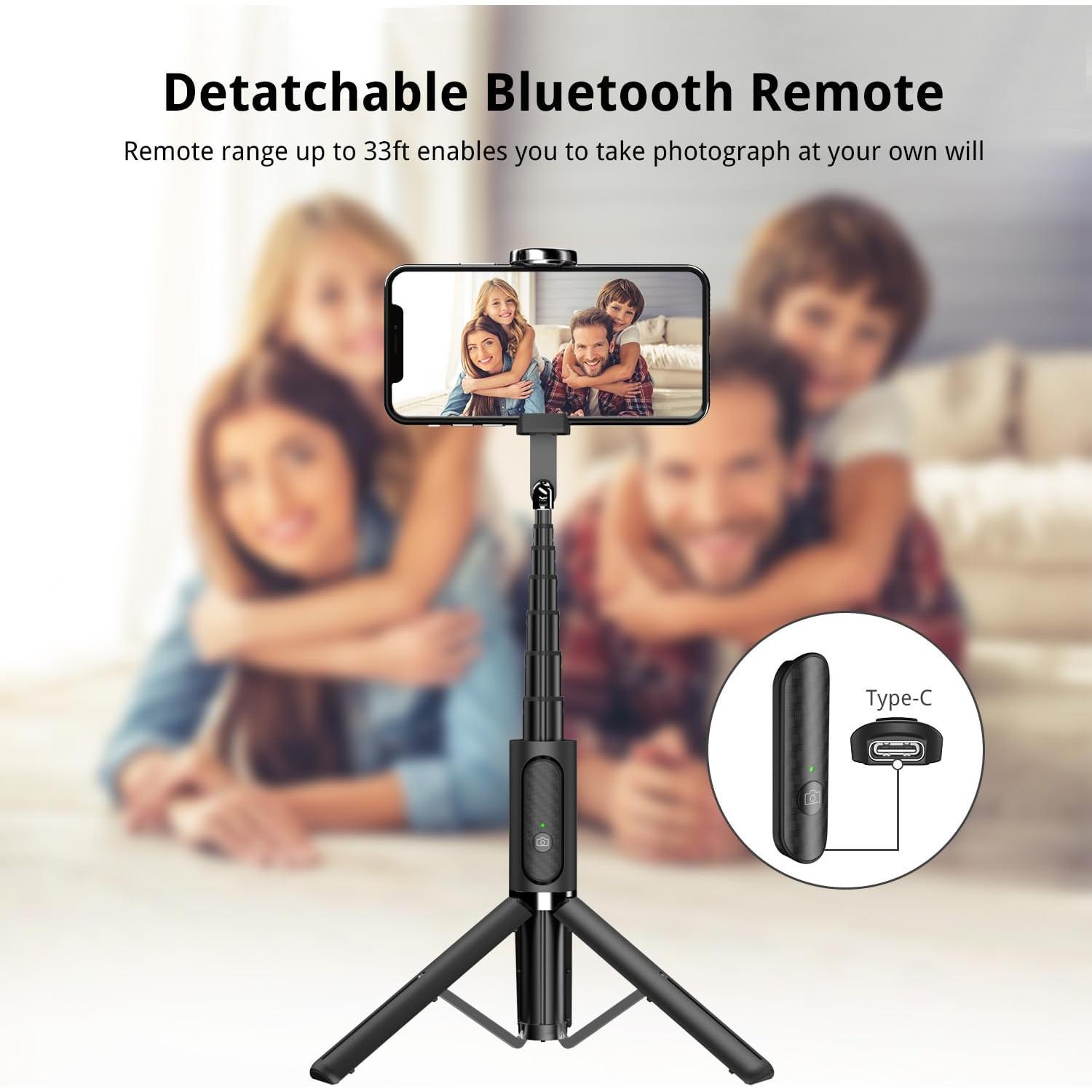 Trípode Selfie Atumtek 3 en 1 con 3 Remotos Bluetooth