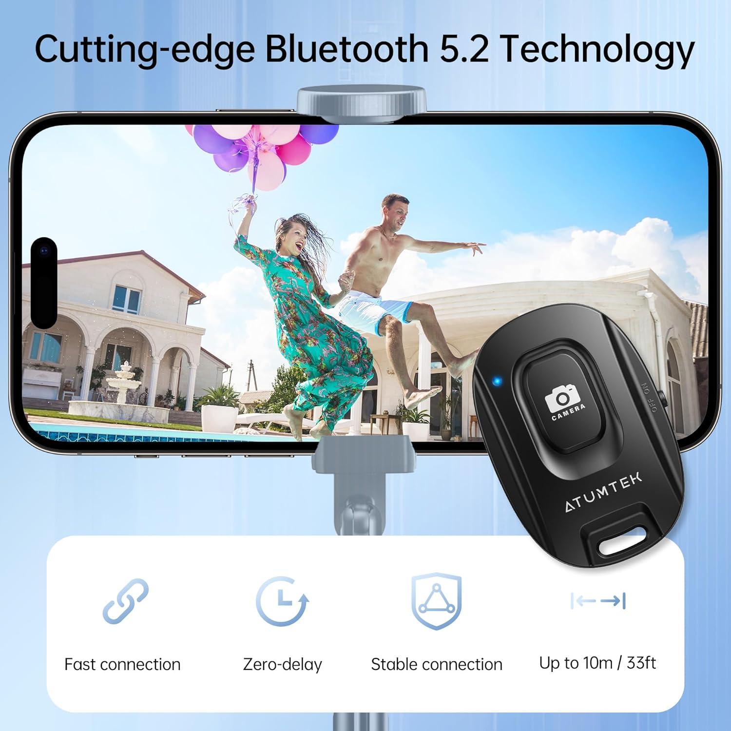 Trípode Selfie Atumtek 3 en 1 con 3 Remotos Bluetooth