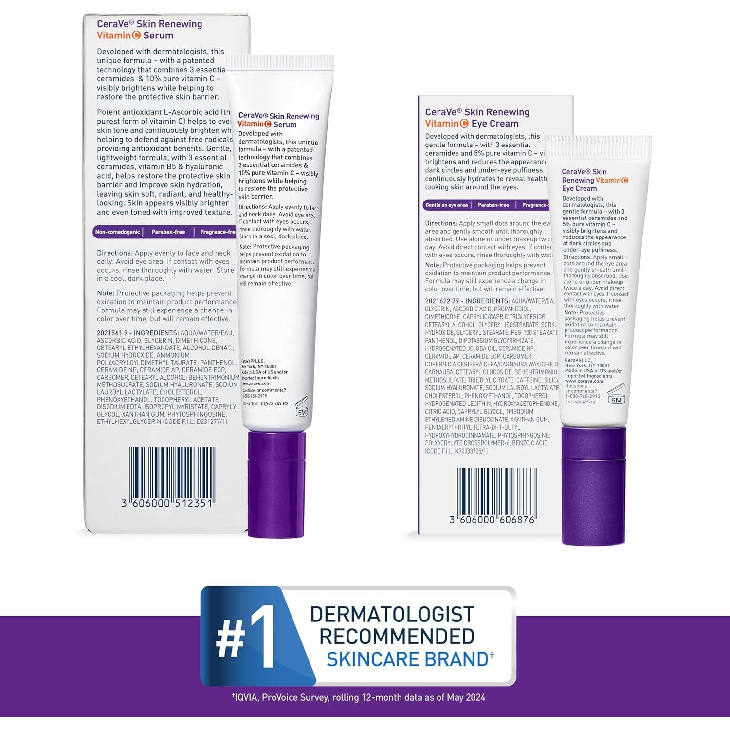 Set Cuidado Piel CeraVe: Suero Vitamina C + Crema Ojos