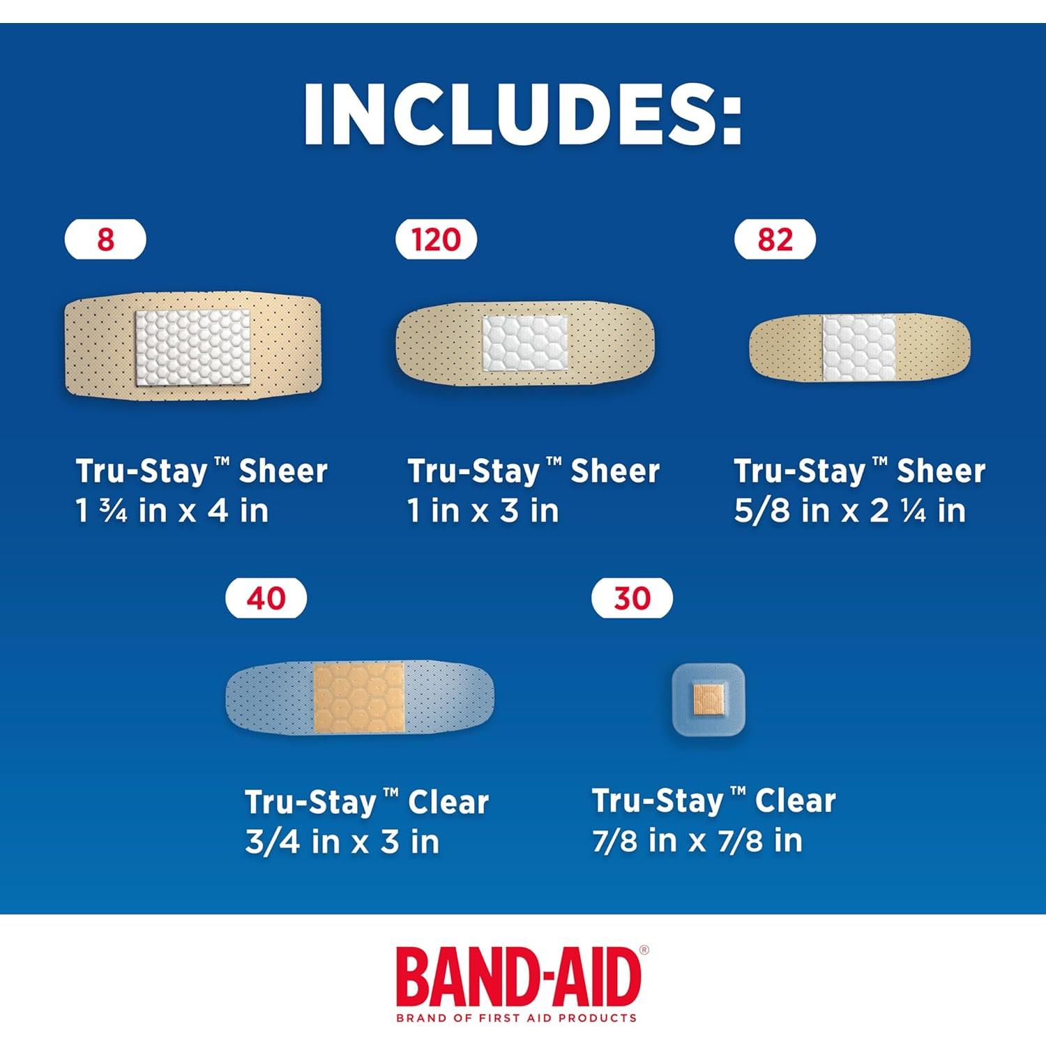 BAND-AID Vendajes Adhesivos Estériles - 280 Unidades, 5 Tamaños