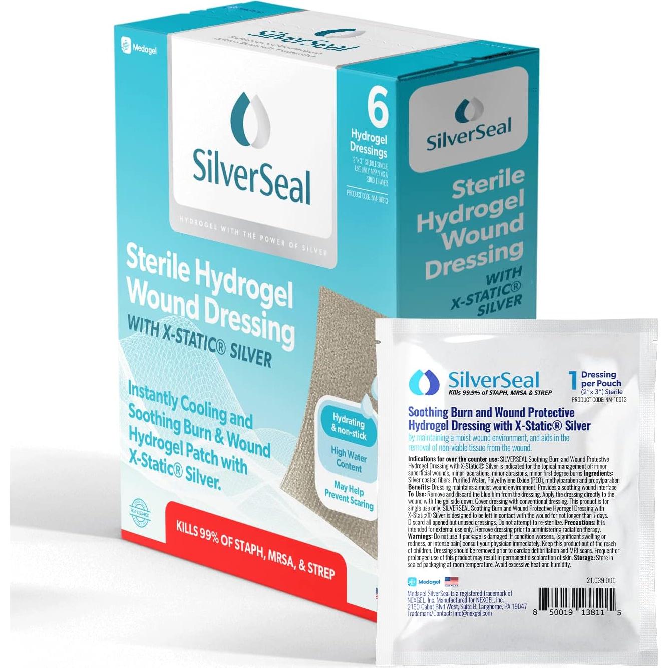 Vendas de Hidrogel SilverSeal 5.08x7.62 cm, 6 unidades