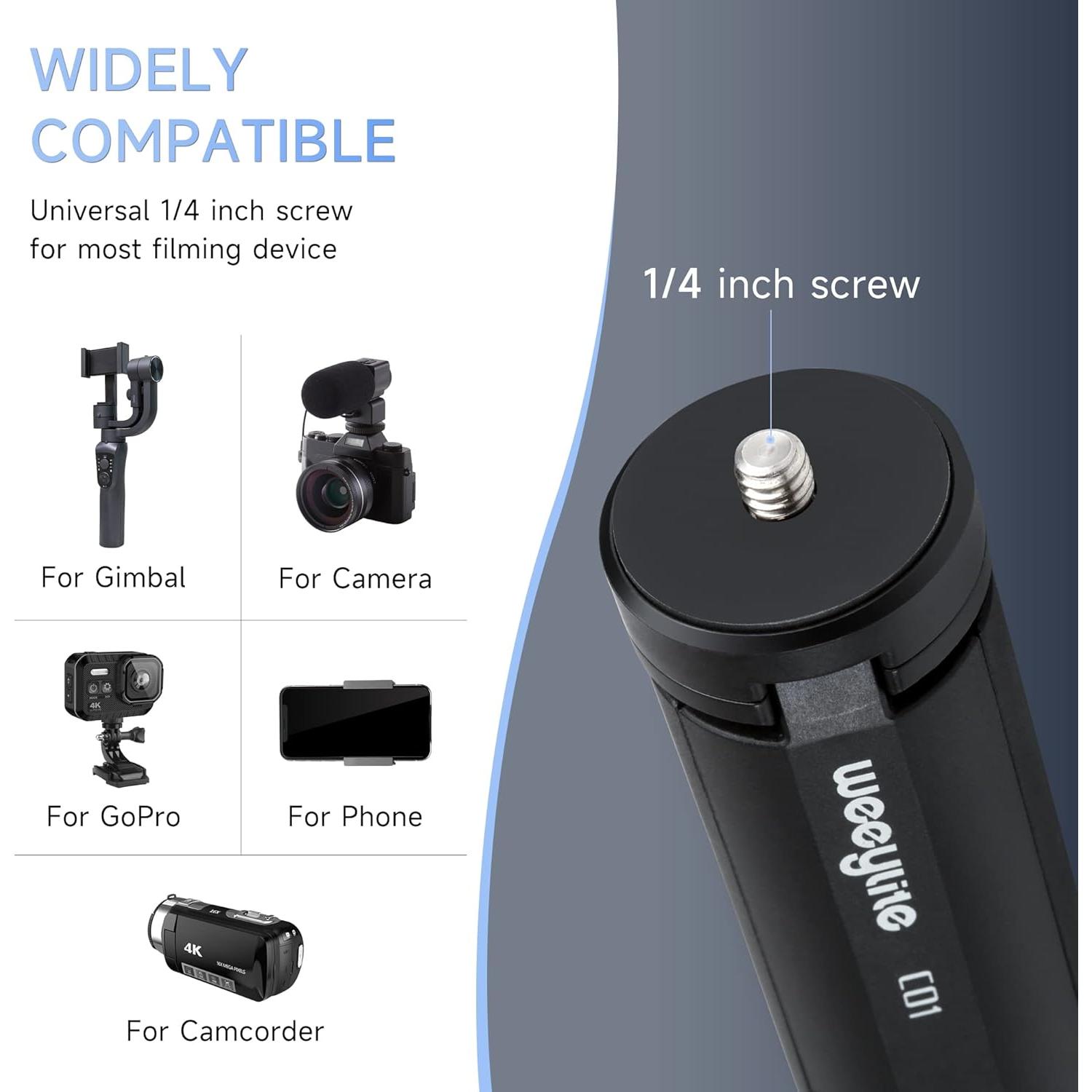 Trípode Mini Weeylite K21, Soporte Compacto 1/4 para Cámara