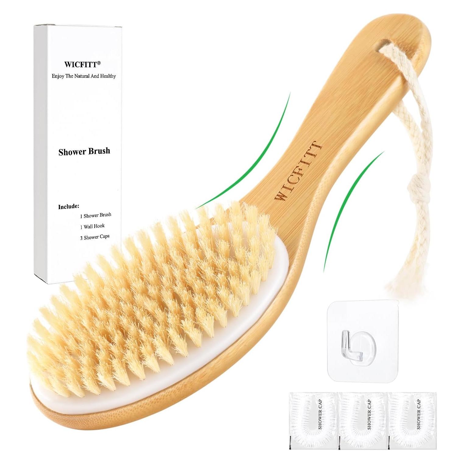 Cepillo Corporal Exfoliante WICFITT con Mango de Bambú 25 cm