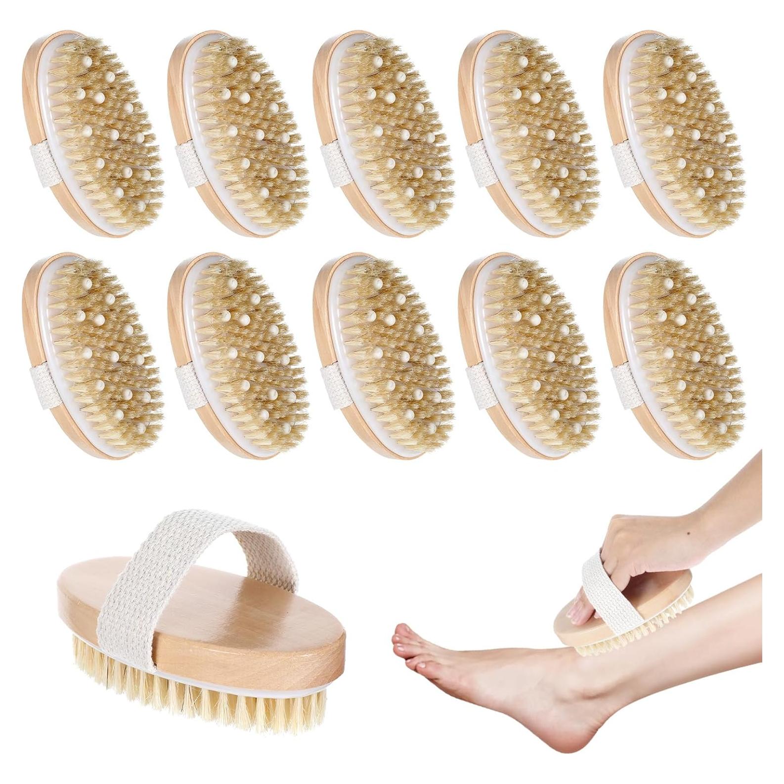 10 Cepillos Secos Exfoliantes Mekueeex para el Cuerpo