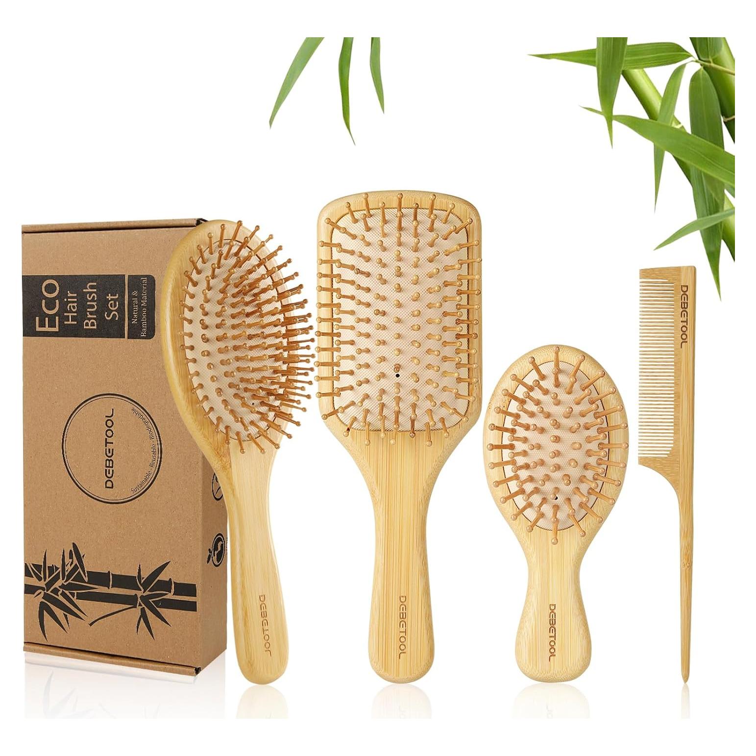 Juego de Cepillos de Bambú DEBETOOL - 1 Cepillo y 2 Peines