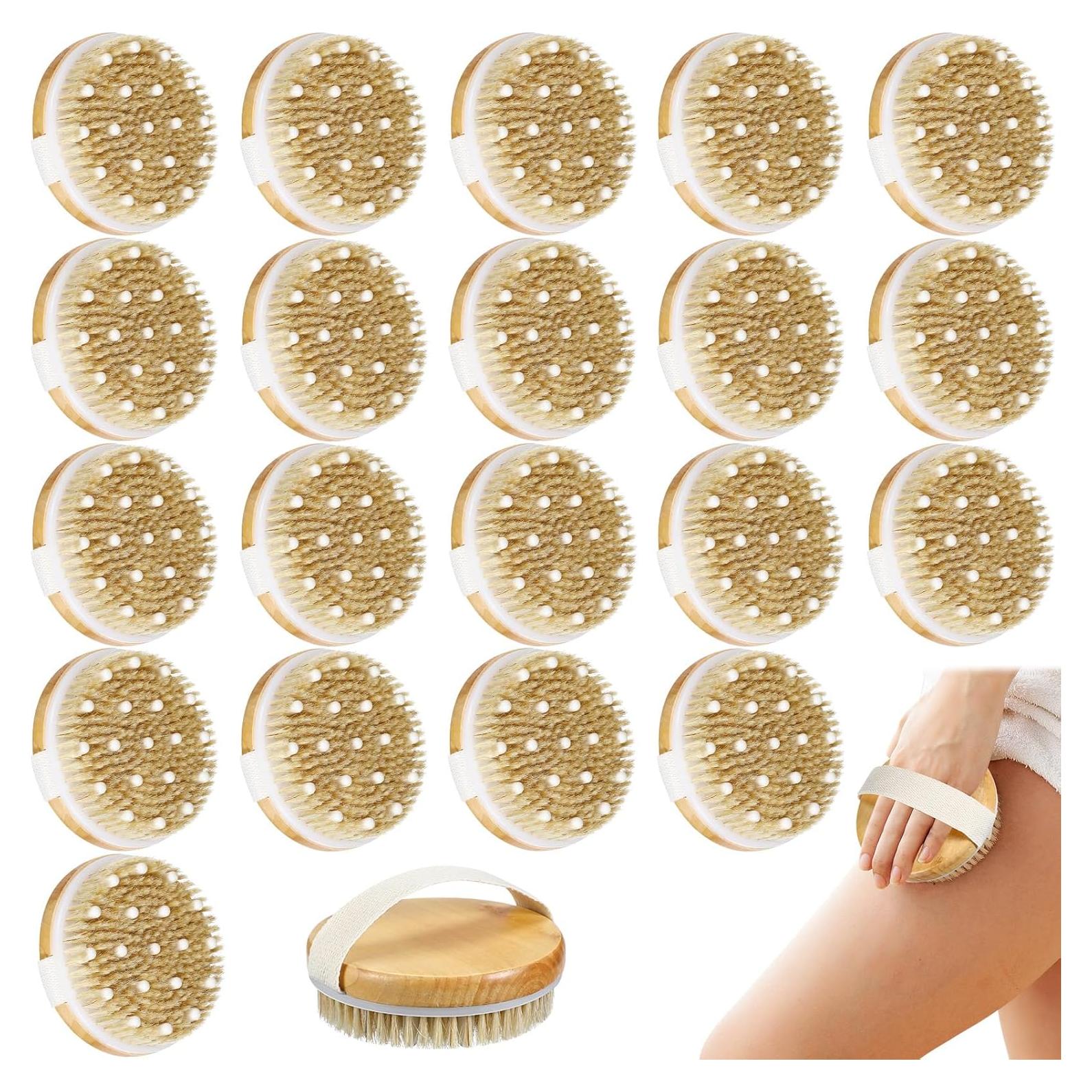 Gejoy 20 Cepillos Exfoliantes Corporales de Madera 11x11 cm