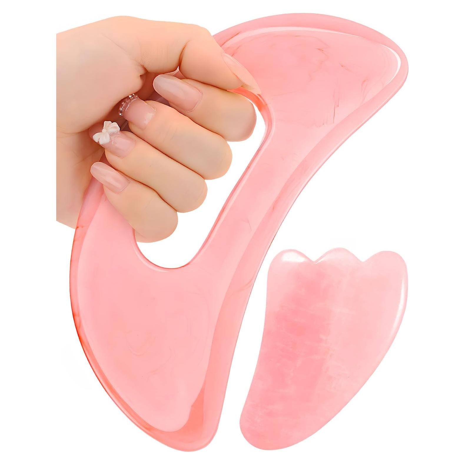 Juego de 2 Herramientas de Masaje Gua Sha Qiifaiikooii - Resina Rosa