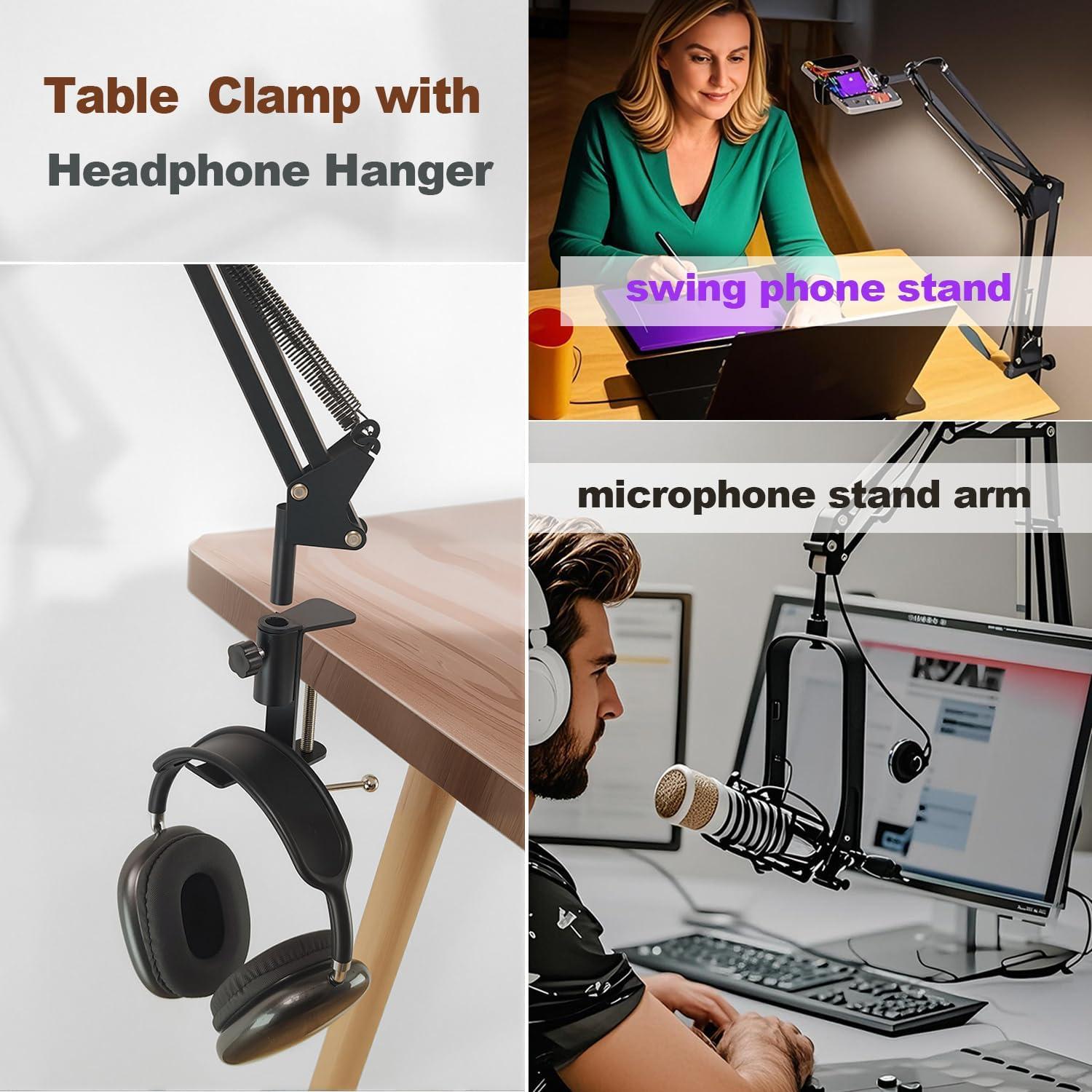 Abrazadera de mesa para micrófono T9 - Metal Negro 5cm