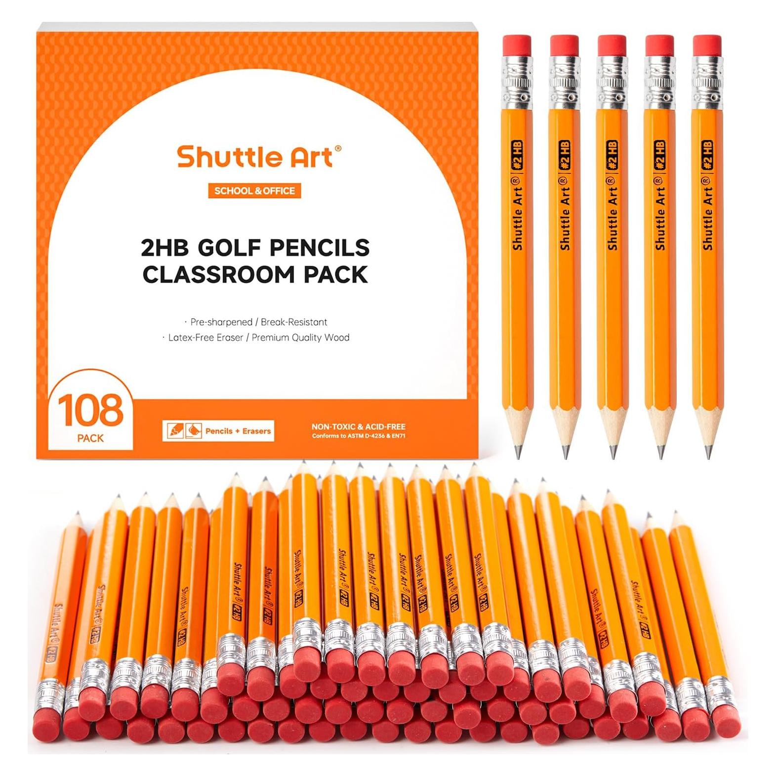 Paquete de 108 Lápices Shuttle Art #2 HB con Borradores