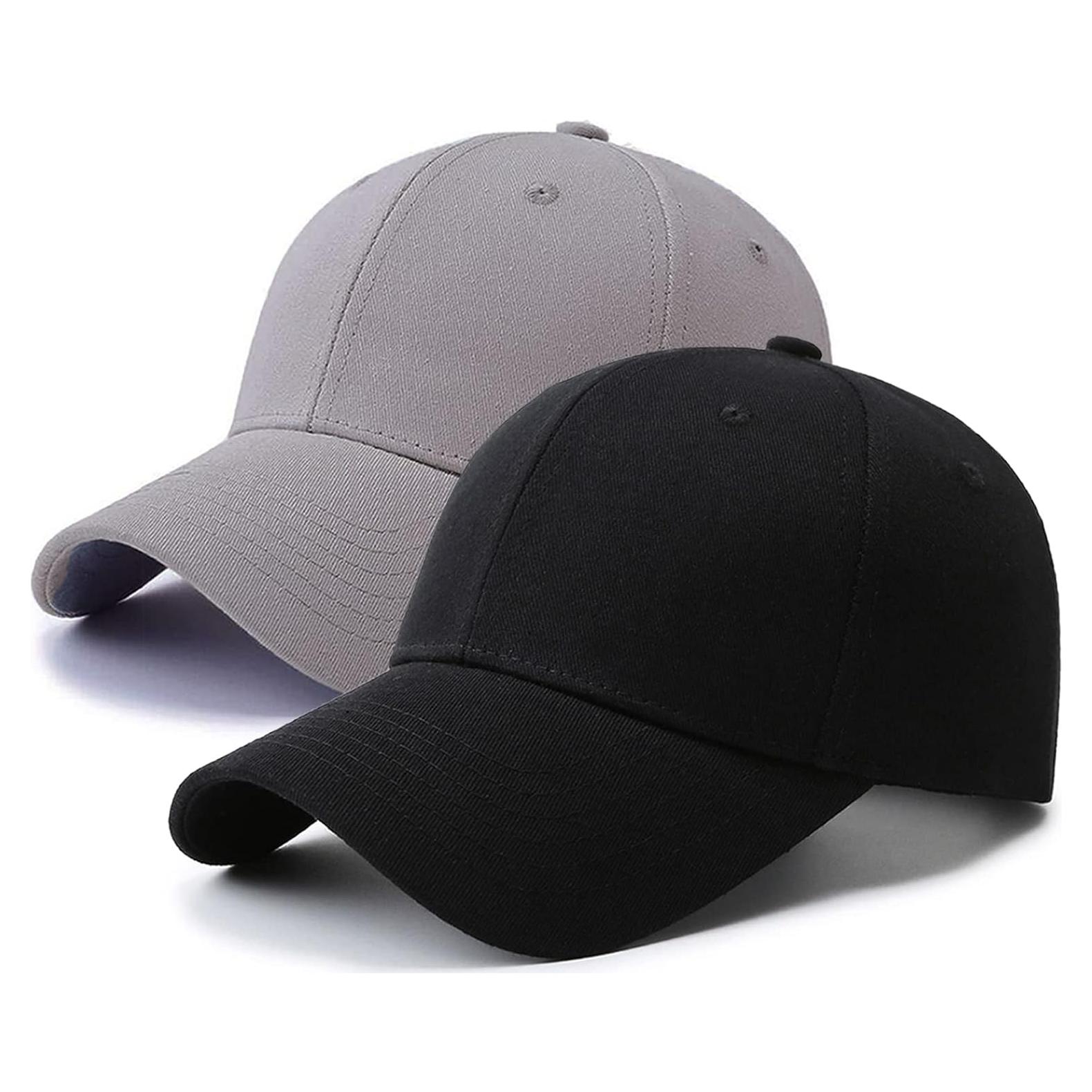Gorra de Béisbol PFFY Unisex Ajustable 2 Paquetes Gris/Negro