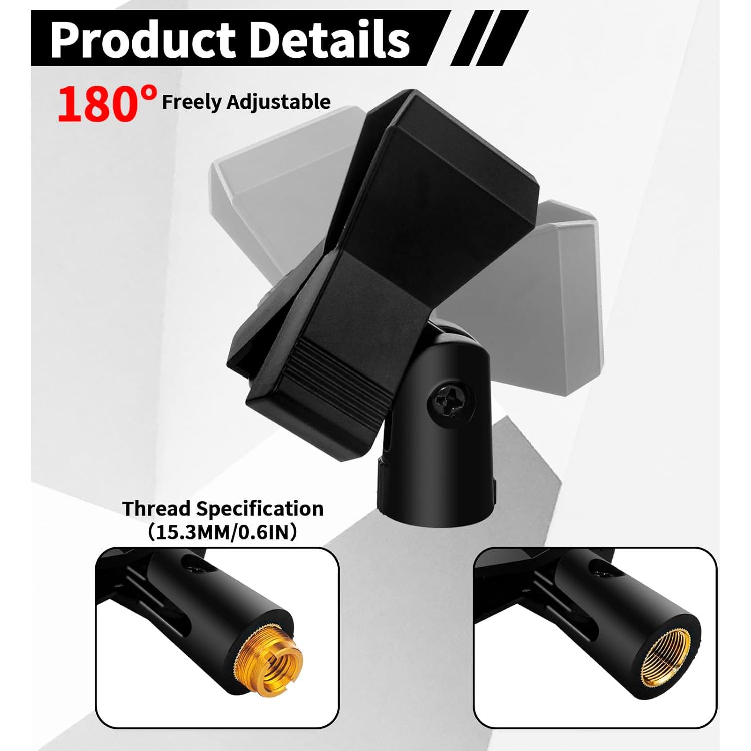 Paquete de 4 Clips de Micrófono Ajustables Aecsze 180°