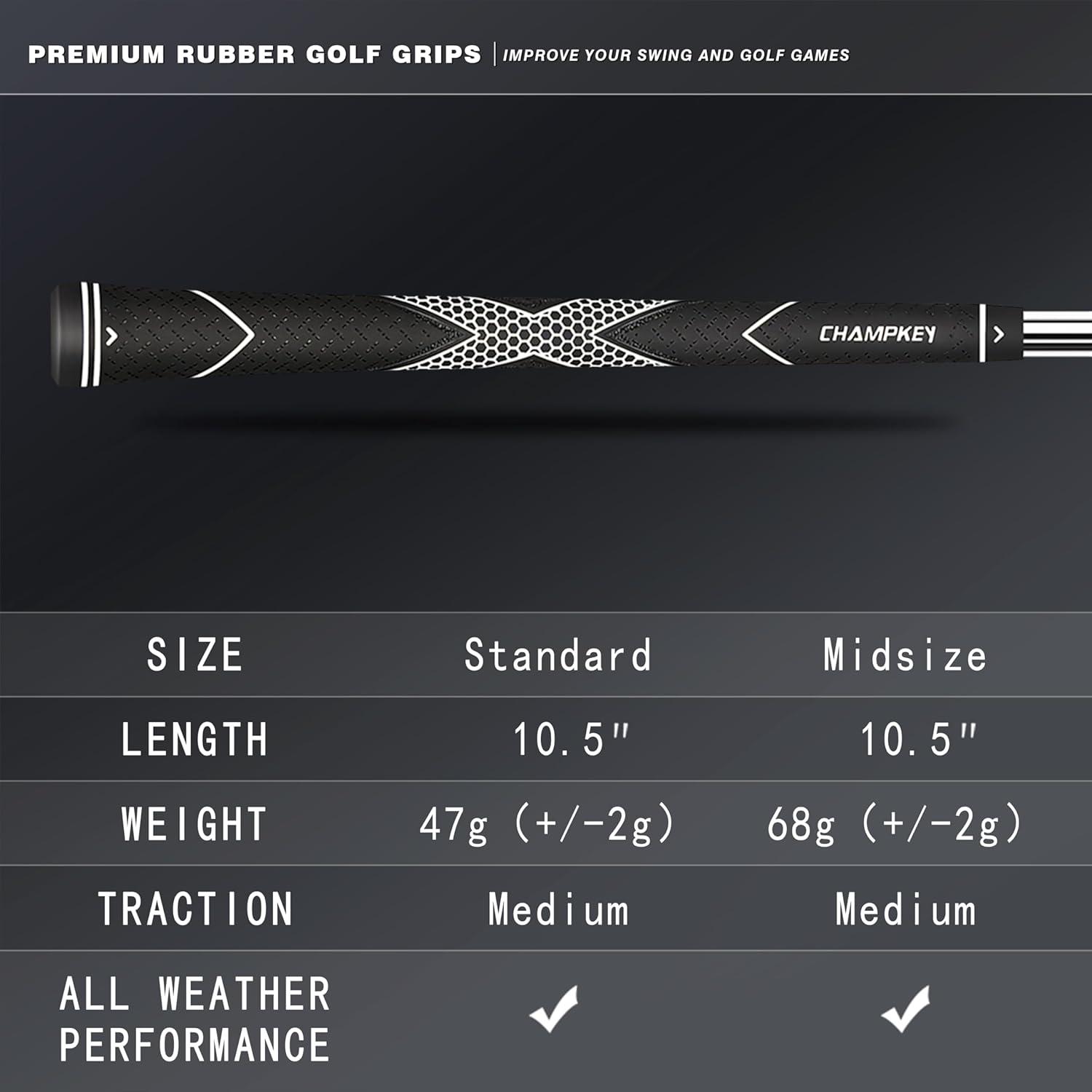 Agarres de Golf CHAMPKEY Premium 13 Pack Goma Alta Tracción