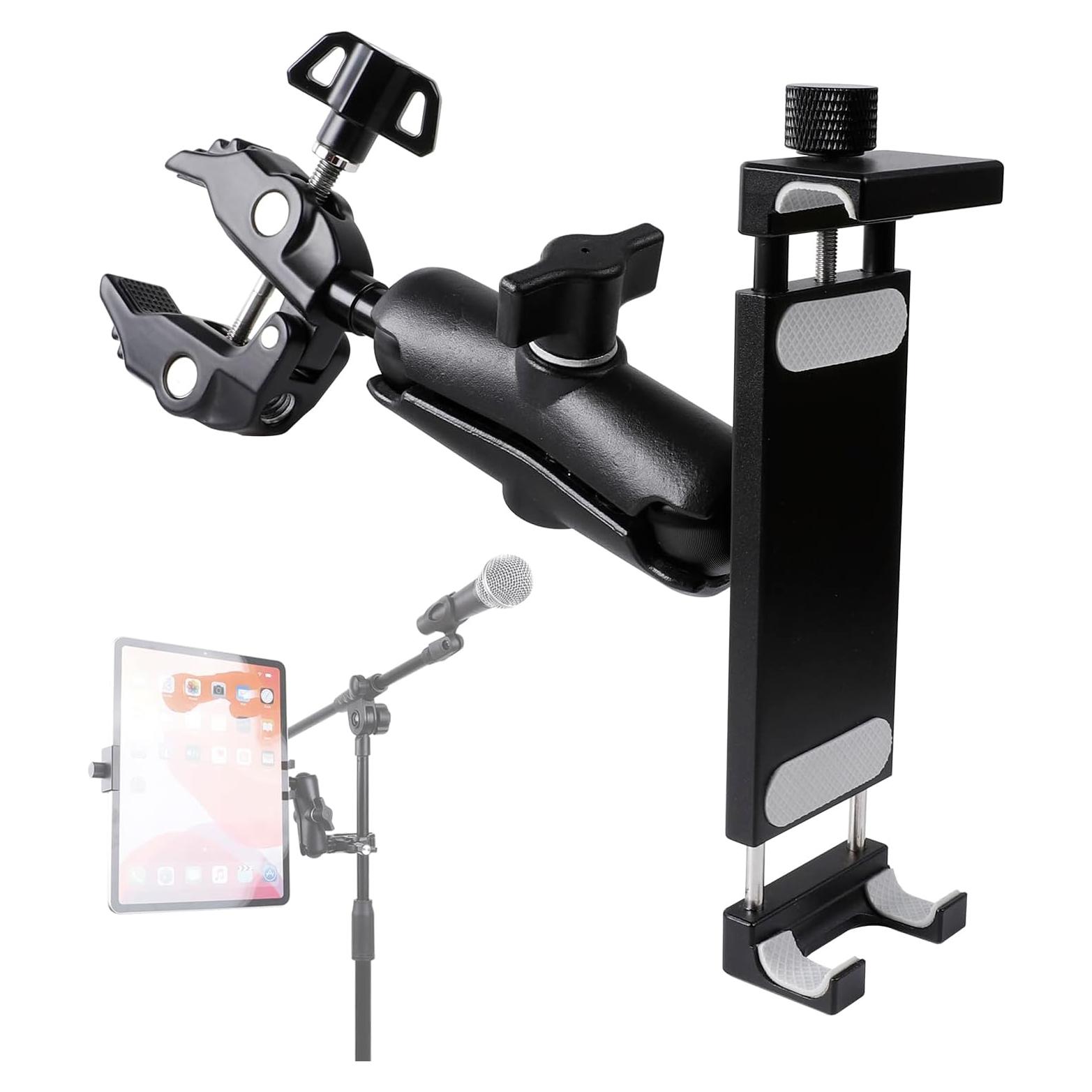 Soporte de Tableta de Aluminio para Micrófono 360° - iPad Pro, Galaxy Tabs