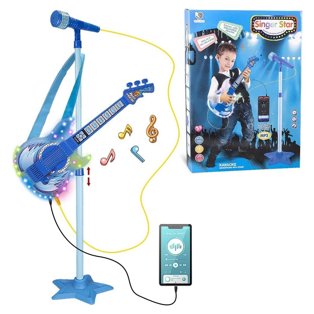 Conjunto de Guitarra y Micrófono TAKIHON para Niños Azul