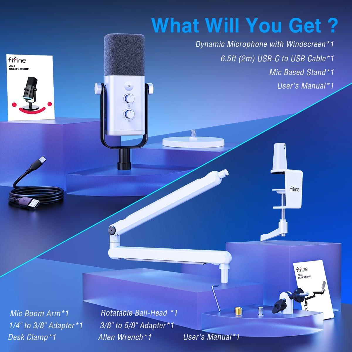 Micrófono Gaming FIFINE XLR/USB con Soporte y RGB