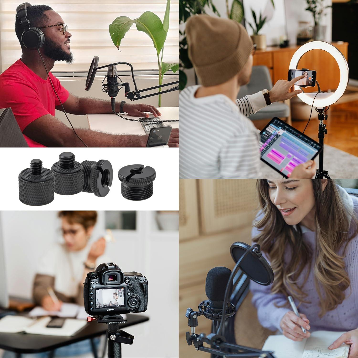 Adaptador de Soporte de Micrófono Frgyee 12 Piezas 5/8 a 3/8