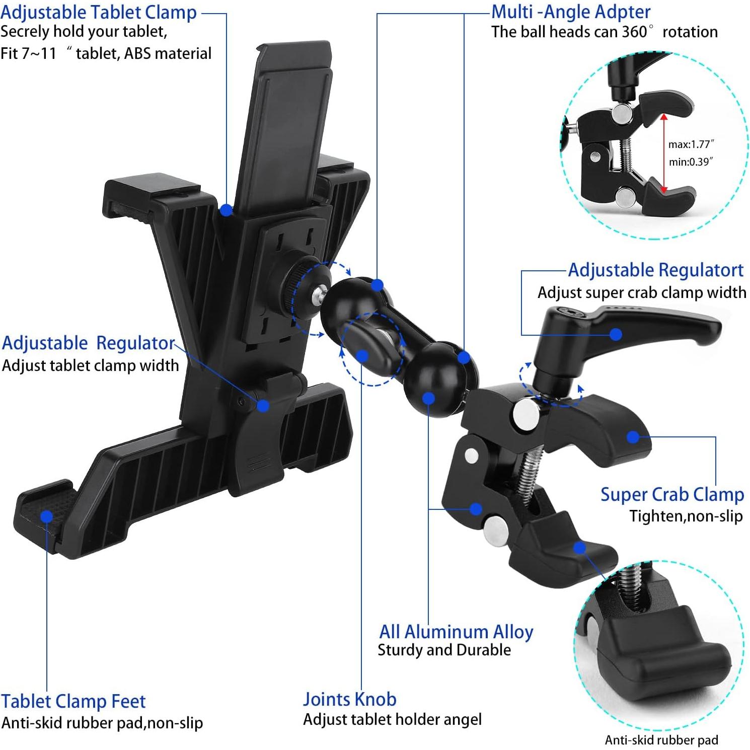 Soporte para Tableta iTODOS Ajustable 7-11" para Bicicleta y Más
