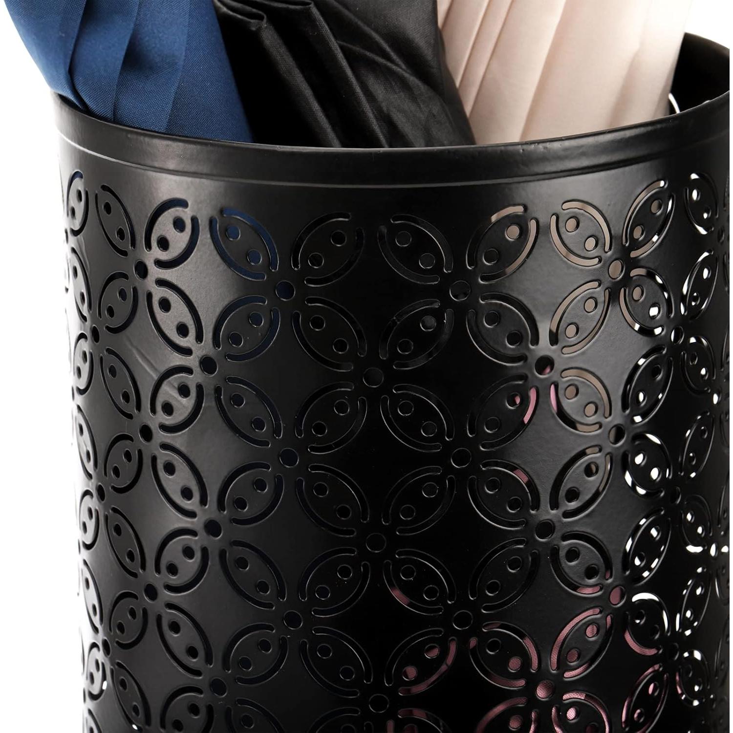 Soporte de Paraguas Redondo Hacaroa de Metal 42cm Negro