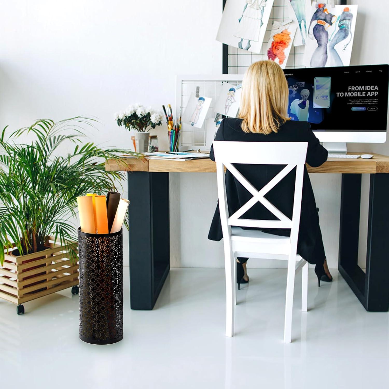 Soporte de Paraguas Redondo Hacaroa de Metal 42cm Negro