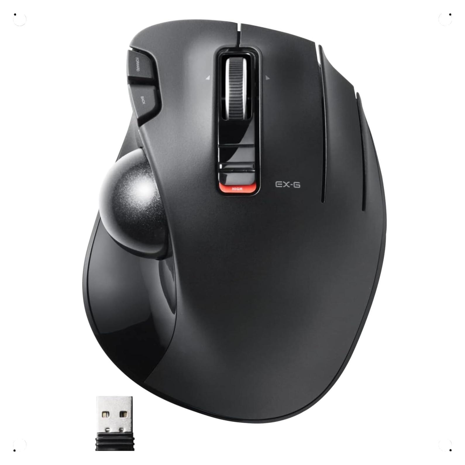 Ratón Trackball Inalámbrico ELECOM EX-G, Ergonómico, 6 Botones