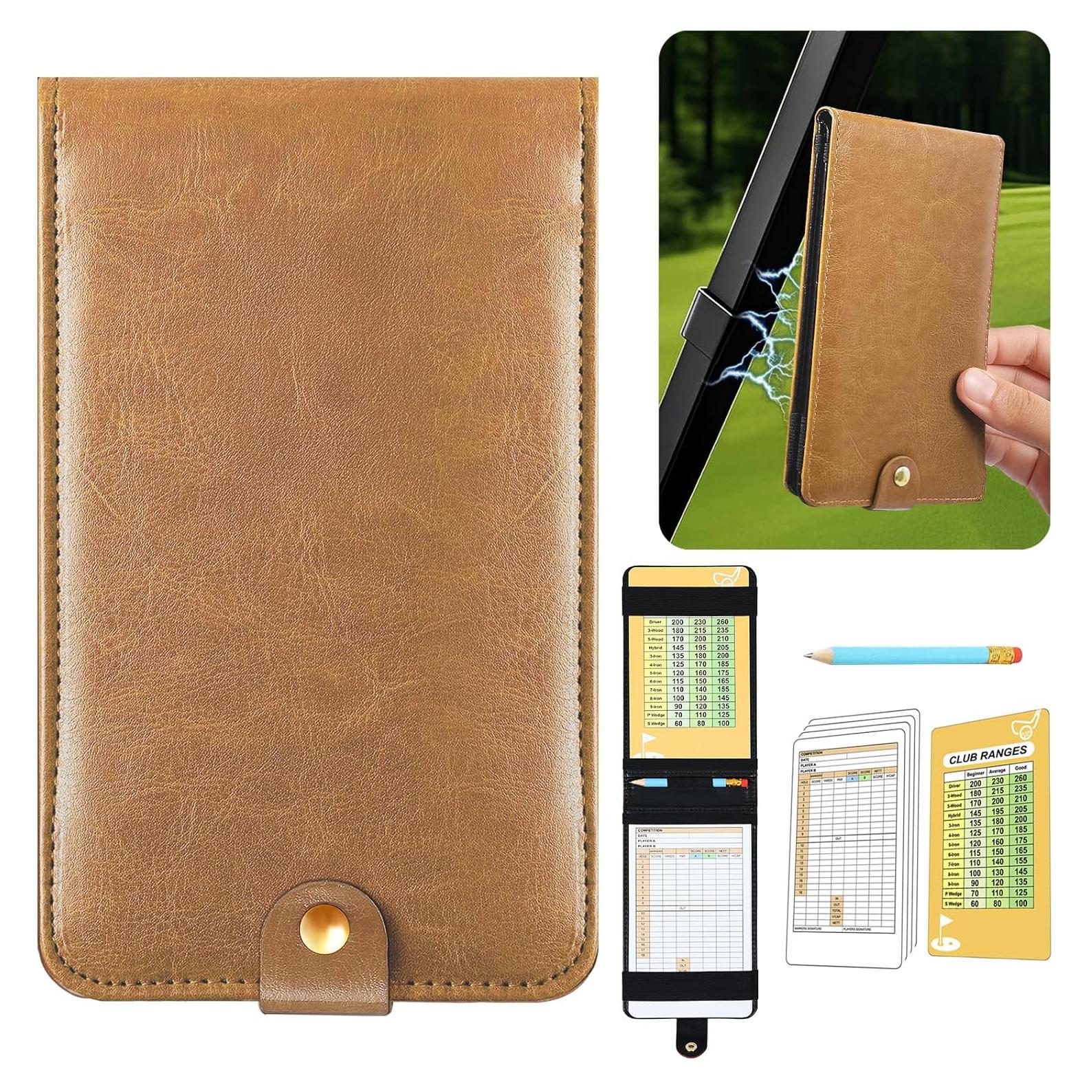 Soporte de Tarjeta de Puntuación de Golf Femlotank SCH-P1 Cuero Beige