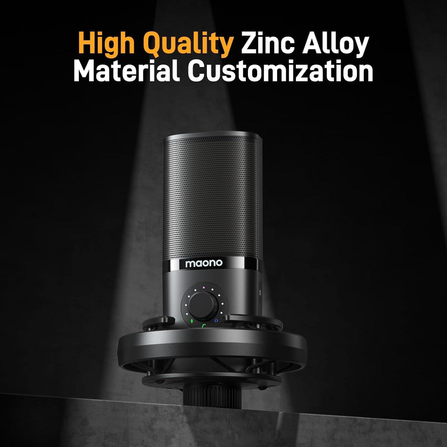 Micrófono de Condensador USB MAONO PM450S con Soporte y Control