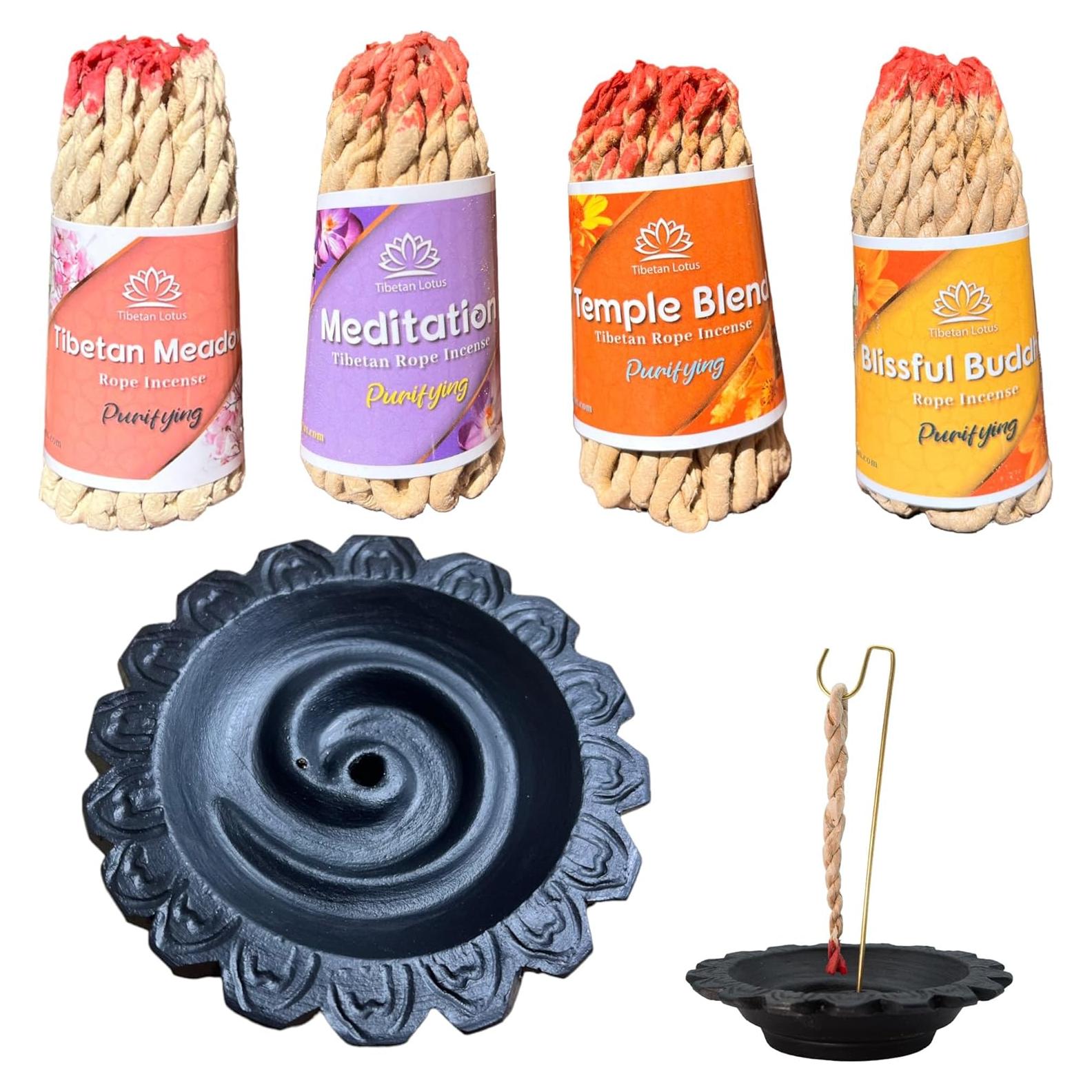 Paquete de Incienso Tibetano Lotus con Quemador Cerámica