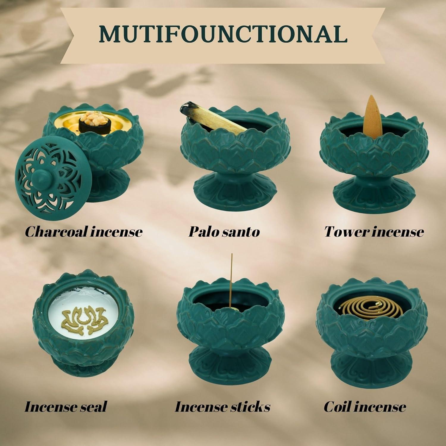Quemador de Incienso Cerámica TUDMOEOL Verde 11.94x9.91 cm