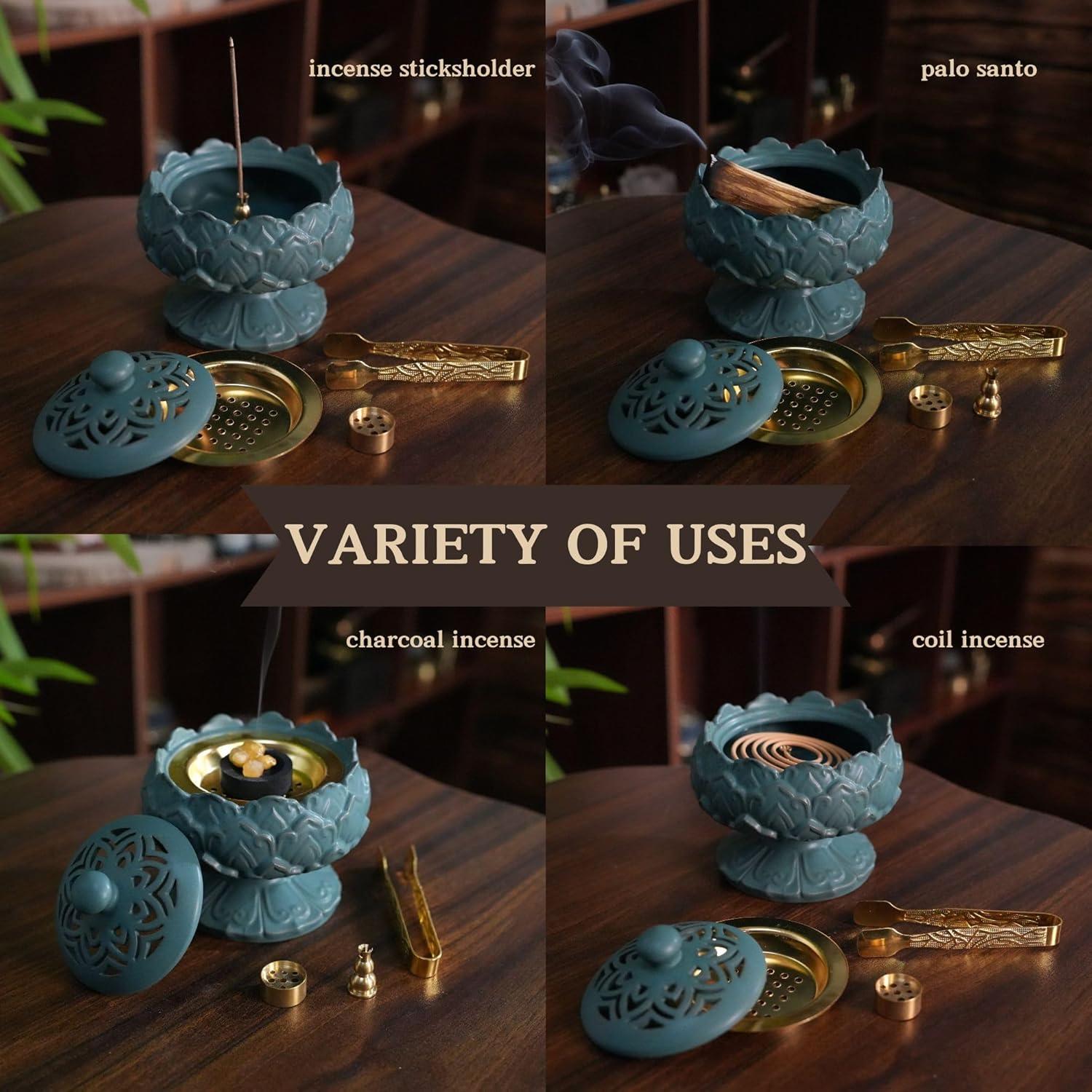 Quemador de Incienso Cerámica TUDMOEOL Verde 11.94x9.91 cm