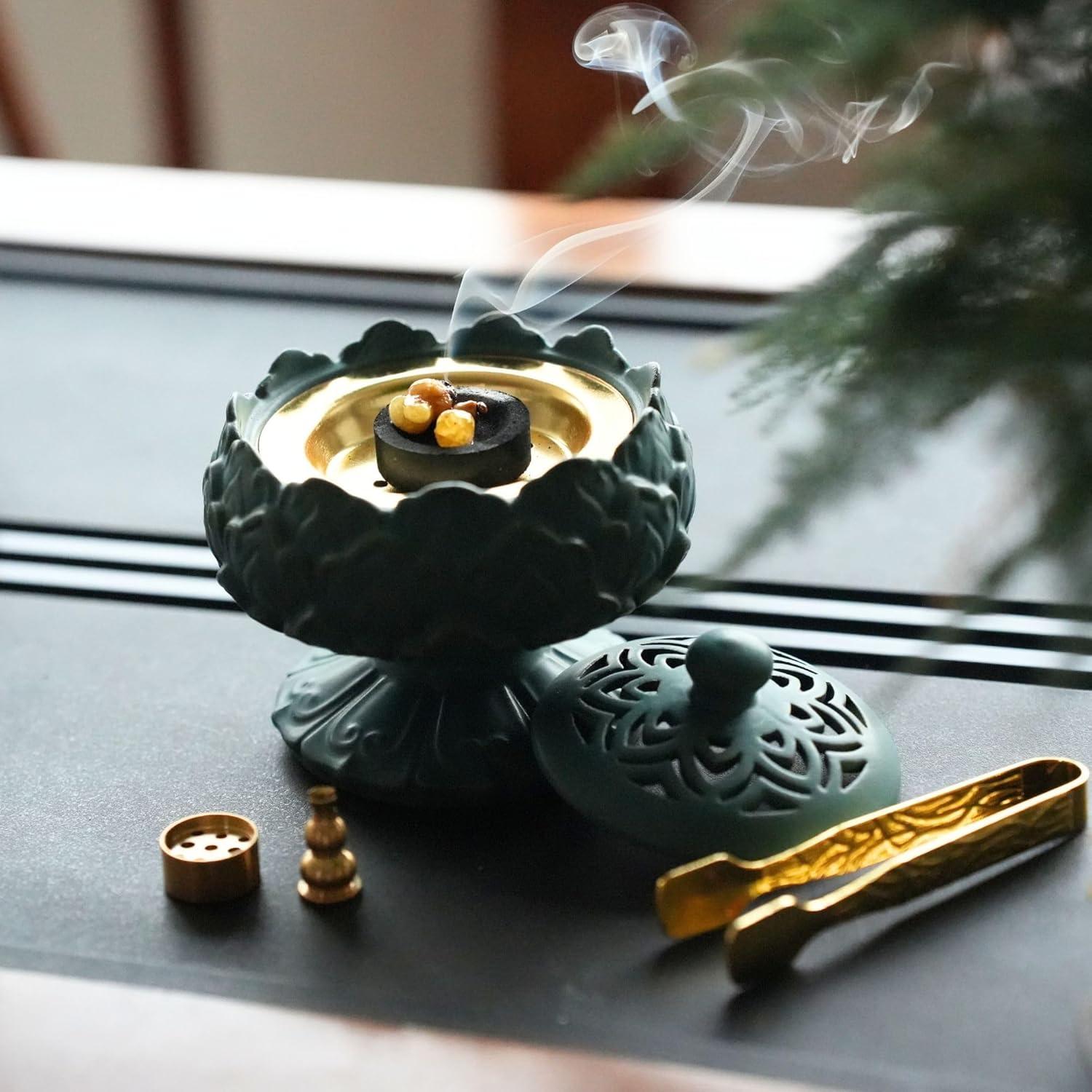 Quemador de Incienso Cerámica TUDMOEOL Verde 11.94x9.91 cm