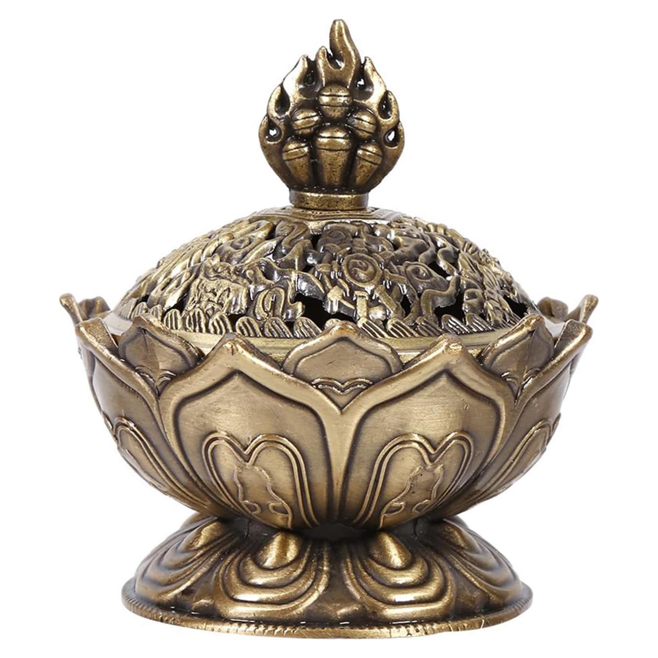 Quemador de Incienso Lotus QANYEGN de Aleación de Zinc 7cm