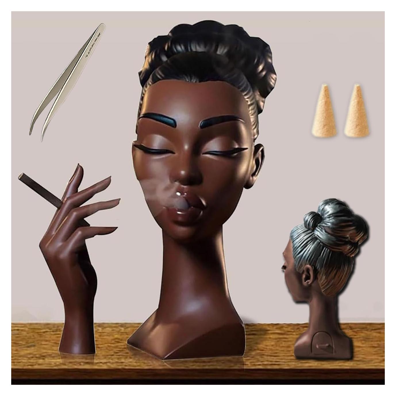 Quemador de Incienso Coyoohouse Mujer Negra 24.9cm Resina