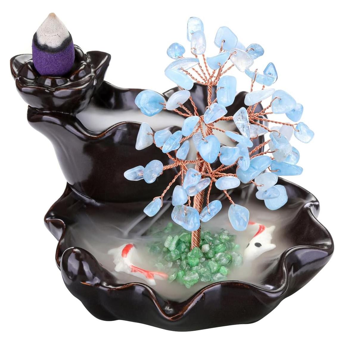 Quemador de Incienso de Flujo Inverso CristalesLágrimas Acuamarina