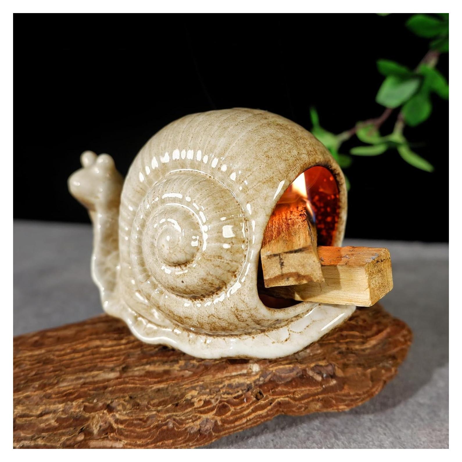 Quemador de Incienso de Cerámica MOUGIGI Caracol Marrón