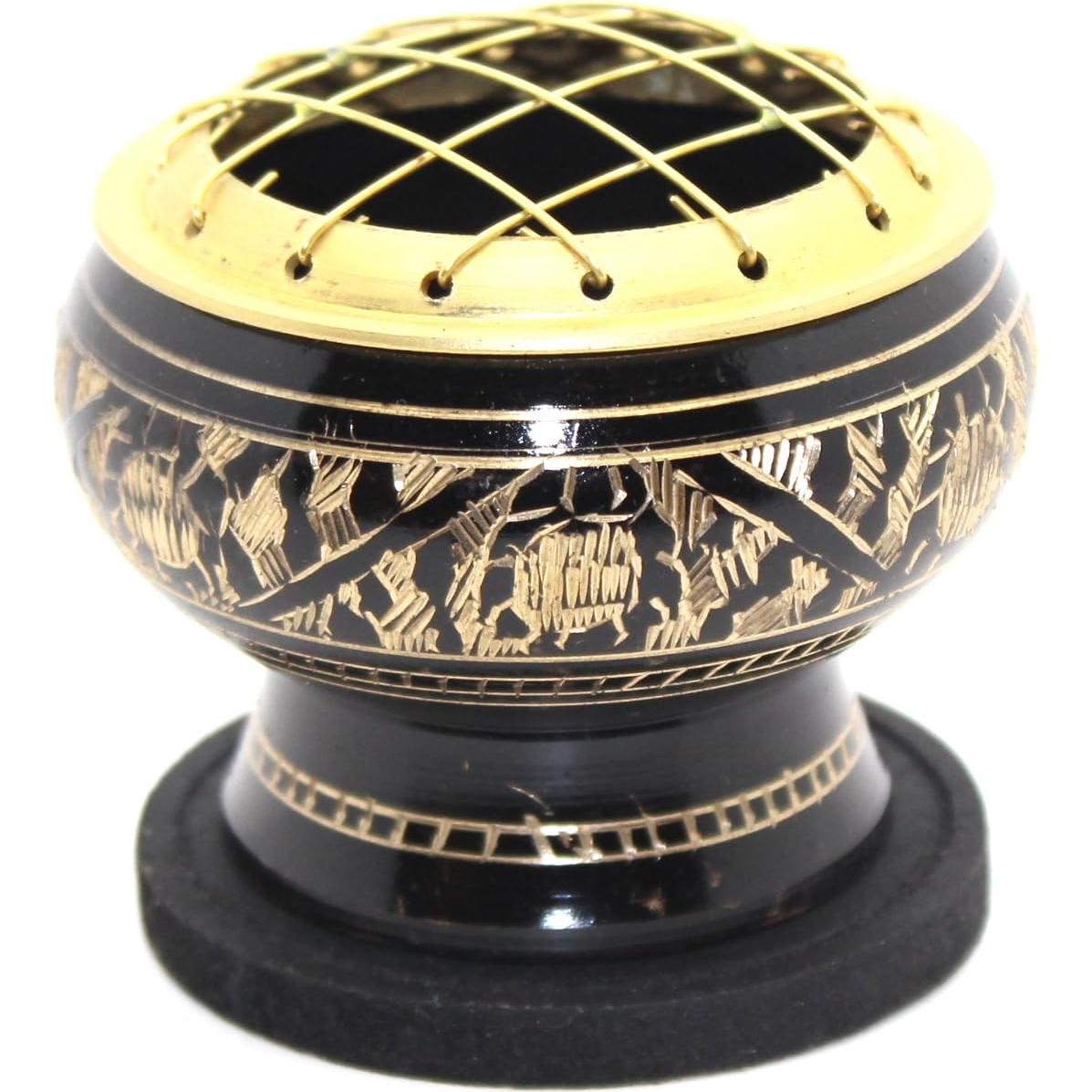 Quemador de Incienso de Bronce Govinda con Pantalla y Posavasos