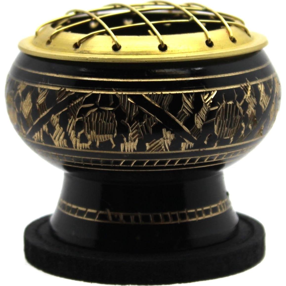 Quemador de Incienso de Bronce Govinda con Pantalla y Posavasos