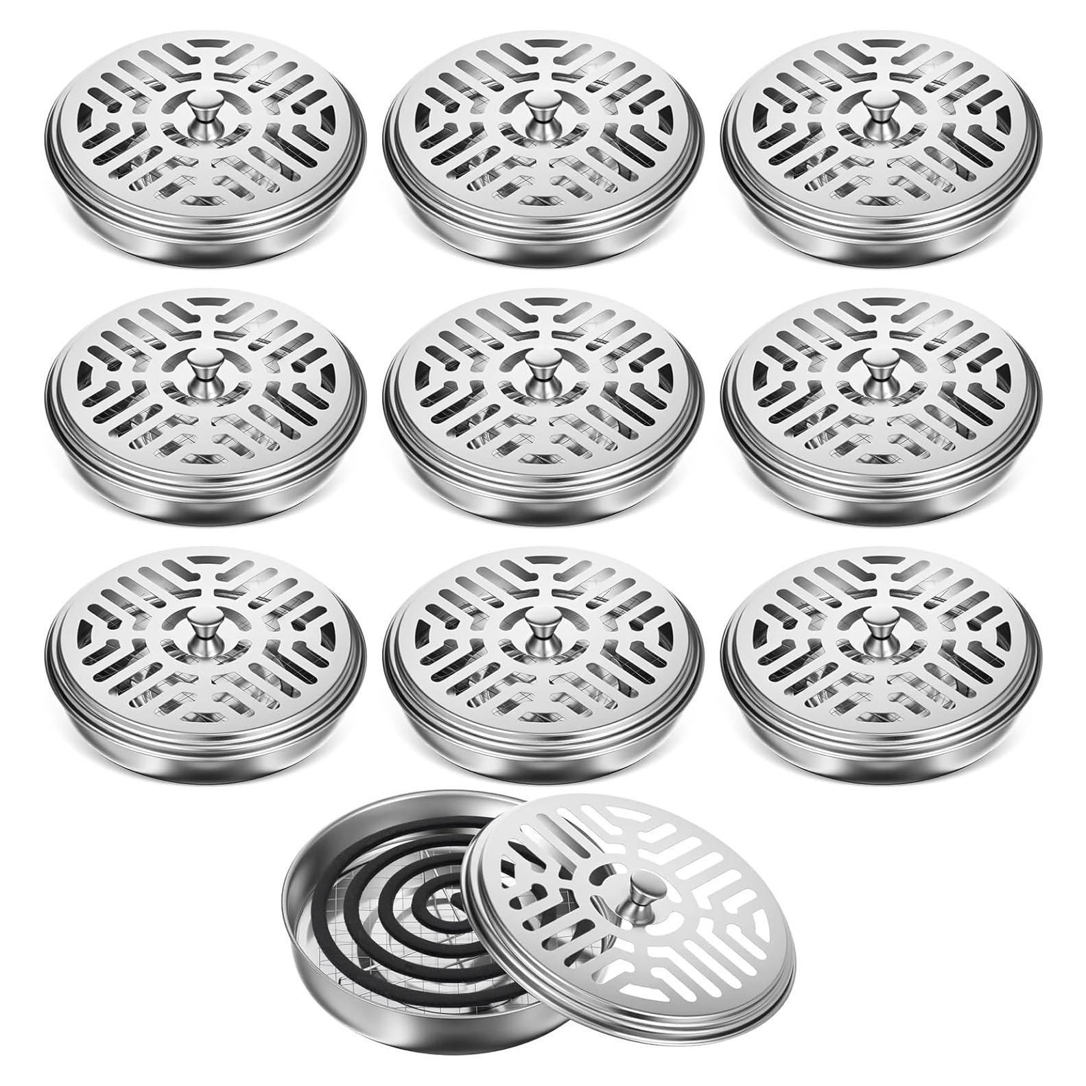 Juego de 10 Soportes de Incienso de Metal AojSup Plata 15cm