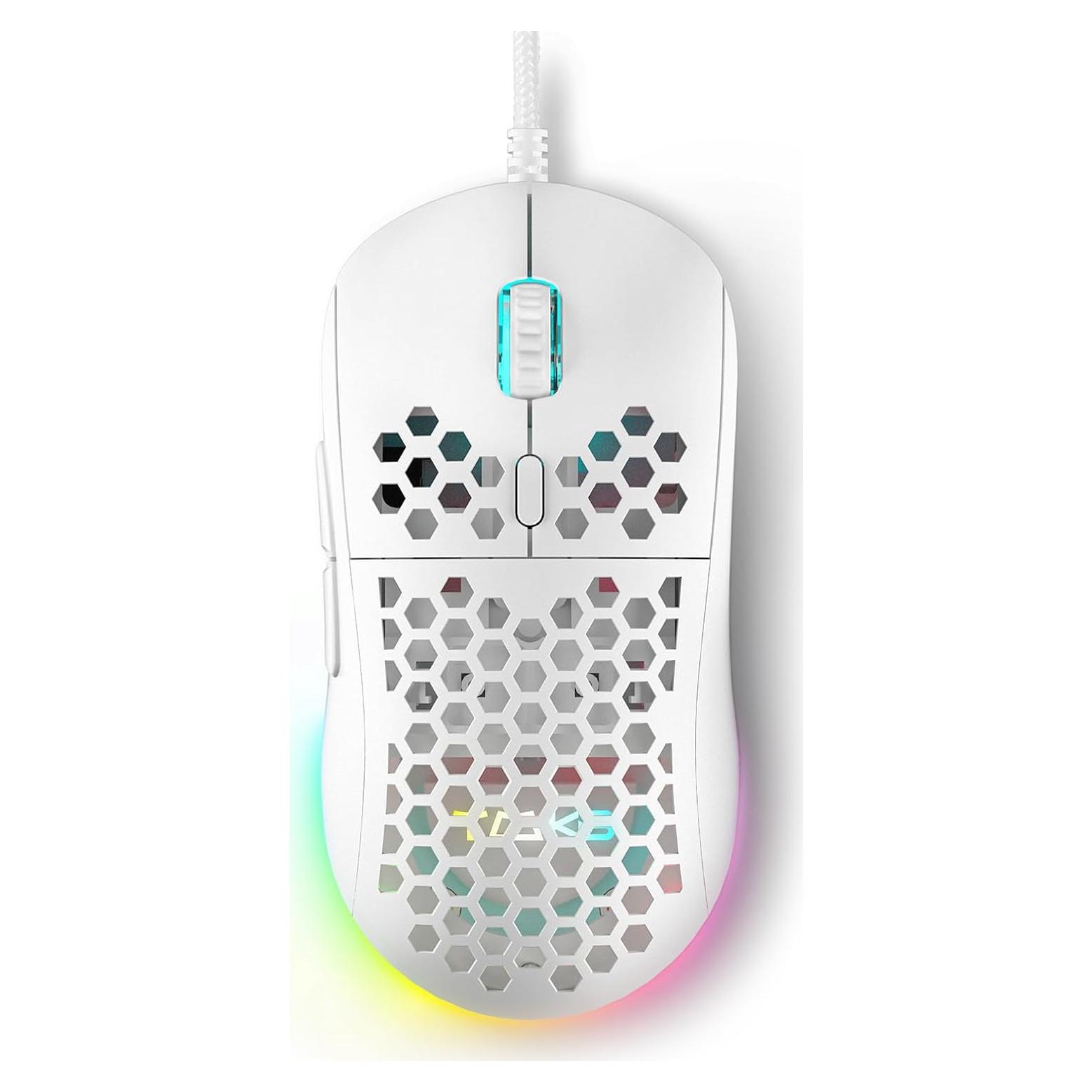 Ratón Gaming Dierya M1SE 12800DPI RGB Ligero Blanco