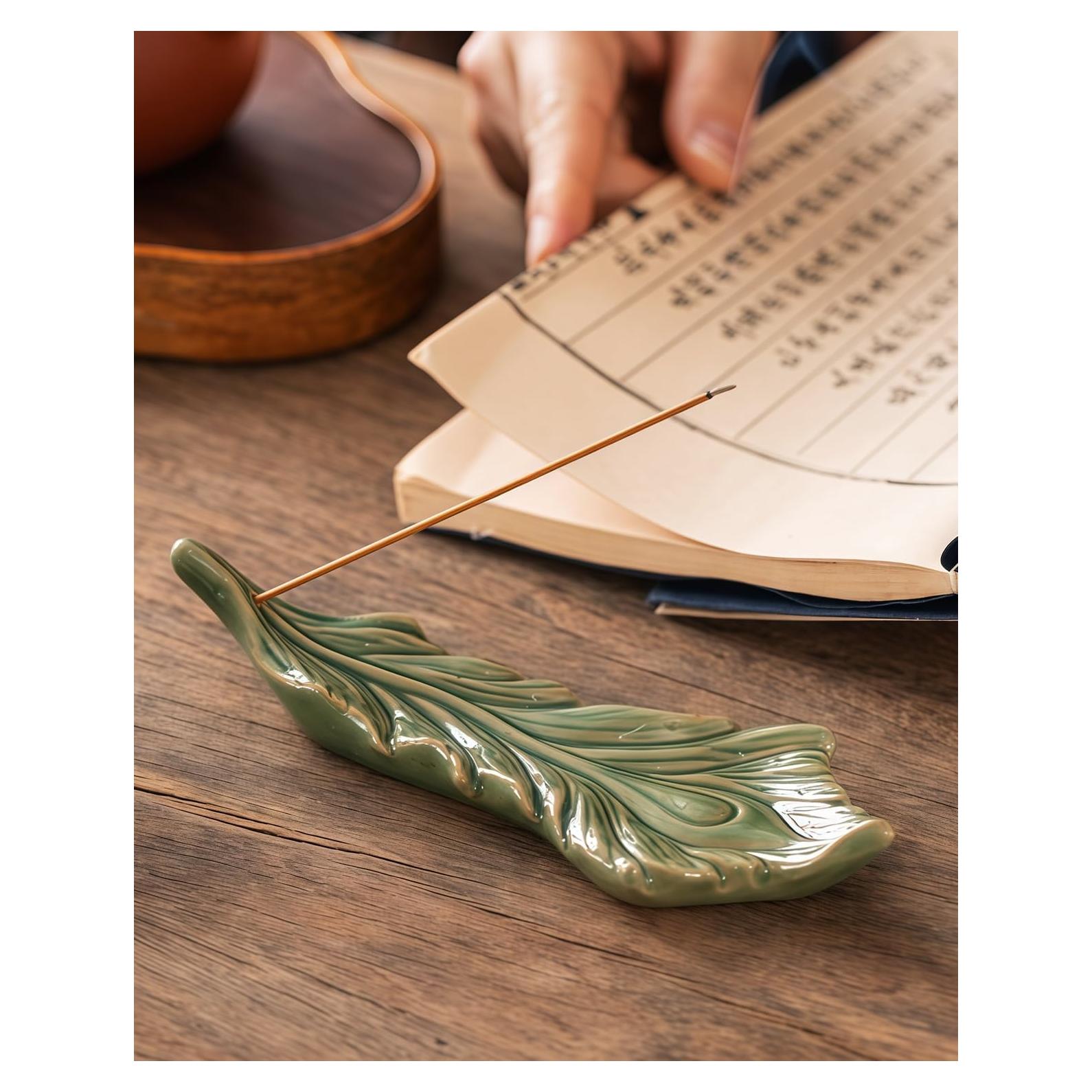 Soporte de Incienso TEAVOR Pluma de Fénix Cerámica 18x7 cm